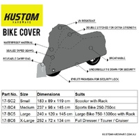 Kustom Bike Cover - Sport Bike LGE 750-1300cc/Rack