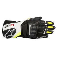 Alpinestars SP 8 V2 Black/White/Fluro Yellow Performance Riding Road Gloves