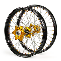 Honda Talon Carbon Fibre / Excel A60 SNR MX Black Rims / Gold Hubs / Gold Nipples Wheel Set CR 125-250 2002-07, CRF 250 2004-13, CRF450 2002-12 (21 / 