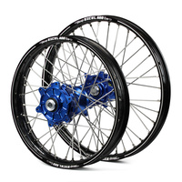 Yamaha Haan / A60 Enduro Cush Drive Black Rims / Blue Hubs Wheel Set YZF 250-450 2009-2013 (21*1.60 / 18*2.15)