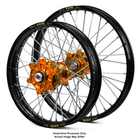 KTM 950-990 Adventure Black Excel Rims / Orange Haan Hubs Wheel Set - 950-990 Adventure 2003-14 21*1.85 / 17*4.50