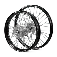 KTM Haan / Platinum Enduro Cush Drive Black Rims / Silver Hubs Wheel Set 690 2007-2017 (21*1.85 / 18*2.50)