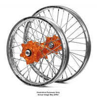 KTM Adventure Silver Platinum Rims / Orange Haan Hubs Wheel Set - 790 2019-On  17*3.5 / 17*5.00 