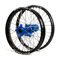 Yamaha Haan / Platinum SNR MX Black Rims / Blue Hubs Wheel Set WRF 250-450 2002-2017 (21*1.6 / 18*2.15")"