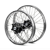 Yamaha Haan / Platinum Enduro Cush Drive Silver Rims / Black Hubs Wheel Set WRF 250-450 2002-2017 (21*1.60 / 18*2.15)