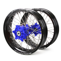 Yamaha Haan / Platinum Supermoto Cush Drive" Black Rims / Blue Hubs Wheel Set WRF 250-450 2002-2017 (17*3.50 / 17*4.25)"