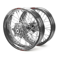 Yamaha Haan / Excel Supermoto Cush Drive" Silver Rims / Silver Hubs Wheel Set WRF 250-450 2002-2017 (17*3.50 / 17*4.25)"