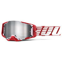 100% 'Armega' MX Goggles - Oversized Deep Red (Flash Silver Lens)