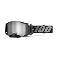 100% 'Armega' MX Goggles - Black (Mirror Silver Lens)