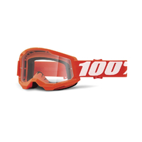 100% 'Strata 2' MX Goggles - Orange (Clear Lens)