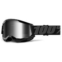 100% 'Strata 2' MX Goggles - Black (Mirror Silver Lens)