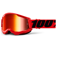 100% 'Strata 2' MX Goggles - Red (Mirror Red Lens)