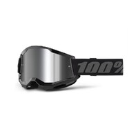 100% 'Strata 2' MX Goggles - Black (Mirror Silver Lens)