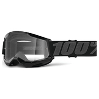 100% 'Strata 2' Youth MX Goggles - Black (Clear Lens)