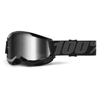 100% 'Strata 2' Youth MX Goggles - Black (Mirror Silver Lens)