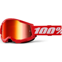 100% 'Strata 2' Youth MX Goggles - Red (Mirror Red Lens)