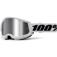 100% 'Strata 2' Youth MX Goggles - White (Mirror Silver Lens)