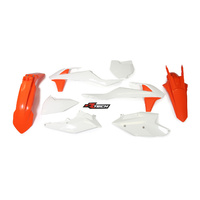 Rtech KTM White/Orange Factory Edition Plastic Kit XC-F 250-350-450 2017-2018 (with Left Airbox Cover)