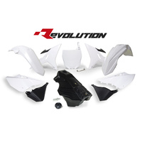 Rtech Revolution Yamaha White Plastic Kit YZ-X 125 2020 (with Black Gas Tank, Gas Cap & Front Plate Adapter)