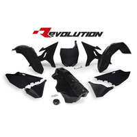 Rtech Revolution Yamaha Black Plastic Kit YZ-X 125 2020 (with Black Gas Tank, Gas Cap & Front Plate Adapter)