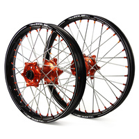 KTM SM Pro / Excel A60 SNR MX Black Rim / Orange Hub / Orange Nipples Wheel Set 525 EXC FACTORY-F 2007 (21*1.60 / 18*2.15)