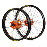Husqvarna SM Pro / Excel SNR MX Black Rim / Orange Hub / Orange Nipples Wheel Set TC 250 2014-On (21*1.60 / 18*2.15)