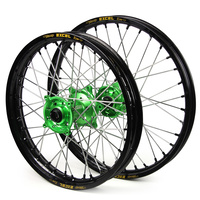 Kawasaki SM Pro / Excel SNR MX Black Rim / Green Hub / Black Nipples Wheel Set KX 450 F 2006-On (21*1.60 / 18*2.15)