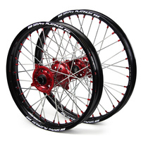 Honda SM Pro / Platinum SNR MX Black Rim / Red Hub / Red Nipples Wheel Set CRF 250 R 2014-On (21*1.60 / 18*2.15)