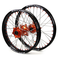 Husaberg SM Pro / Platinum SNR MX Black Rim / Orange Hub / Orange Nipples Wheel Set FC 450 2004-2005 (21*1.60 / 18*2.15)