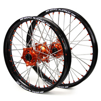 KTM SM Pro / Platinum SNR MX Black Rim / Orange Hub / Orange Nipples Wheel Set 450 EXC-R 2008 (21*1.60 / 18*2.15)