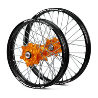 KTM SM Pro / Platinum Enduro Cush Drive Black Rims / Orange Hubs Wheel Set 690 2007-2016 (21*1.60 / 18*2.15)