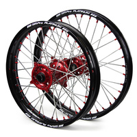 Suzuki SM Pro / Platinum SNR MX Black Rim / Red Hub / Red Nipples Wheel Set RMZ 450 2005-On (21*1.60 / 18*2.15)