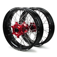 Suzuki SM Pro / Platinum Supermoto Non Cush. Black Rims / Red Hubs Wheel Set RMZ 250 2007-On (17*3.50 / 17*4.25)