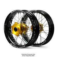 Suzuki SM Pro / Adventure DR650 Black Rims / Gold Hubs Wheel Set - DR650 1996-2016 (21*1.85 / 18*2.50)"