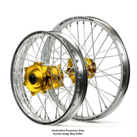 Suzuki SM Pro / Adventure DR650 Silver Rims / Gold Hubs Wheel Set - DR650 1996-2016 (21*1.85 / 18*2.50)"