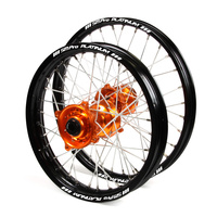 KTM SM Pro / Platinum Junior MX Black Rim / Orange Hub Wheel Set 85 SX (BIG WHEEL) 2012-2017 (19*1.40 / 16*1.85)