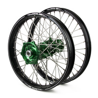 Kawasaki Talon / Excel A60 SNR MX Black Rims / Green Hubs Wheel Set KX 125-250 1999-02, KX500 1999-04 (21 / 19*2.15)