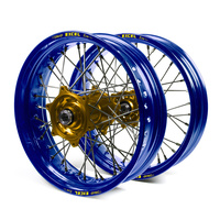 Yamaha Talon / Excel Supermoto Non Cush" Blue Rims / Gold Hubs Wheel Set YZ 125-250 1998-01,  YZF 250 2001,  YZF400-426 1999-01 (17*3.50 / 17*4.25)"