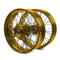 Yamaha Talon / Excel Supermoto Non Cush" Gold Rims / Gold Hubs Wheel Set YZ 125-250 1998-01,  YZF 250 2001,  YZF400-426 1999-01 (17*3.50 / 17*4.25)"