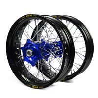 Yamaha Talon / Excel Supermoto Non Cush" Black Rims / Blue Hubs Wheel Set YZ 125-250 1998-01,  YZF 250 2001,  YZF400-426 1999-01 (17*3.50 / 17*4.25)"