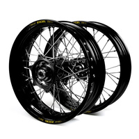 Yamaha Talon / Excel Supermoto Non Cush" Black Rims / Black Hubs Wheel Set YZ 125-250 1998-01,  YZF 250 2001,  YZF400-426 1999-01 (17*3.50 / 17*4.25)"