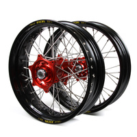 Yamaha Talon / Excel Supermoto Non Cush" Black Rims / Red Hubs Wheel Set YZ 125-250 1998-01,  YZF 250 2001,  YZF400-426 1999-01 (17*3.50 / 17*4.25)"