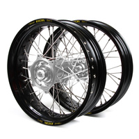 Yamaha Talon / Excel Supermoto Non Cush" Black Rims / Silver Hubs Wheel Set YZ 125-250 1998-01,  YZF 250 2001,  YZF400-426 1999-01 (17*3.50 / 17*4.25)