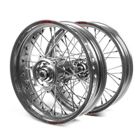 Honda Talon / Excel Supermoto Non Cush" Silver Rims / Silver Hubs Wheel Set XR 400 1996-2008 (17*3.50 / 17*4.25)"