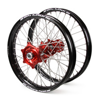 Honda Talon / Platinum JNR MX Black Rims / Red Hubs Wheel Set CR 80-85 1997-2007 (Big Wheel) (19*1.4 / 16*1.85)