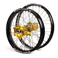 Suzuki Talon / Platinum JNR MX Black Rims / Gold Hubs Wheel Set RM 80-85 1993-2017 (Big Wheel) (19*1.4 / 16*1.85)