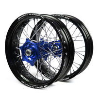 Yamaha Talon / Platinum Supermoto Non Cush" Black Rims / Blue Hubs Wheel Set YZ 125-250 1998-01/ YZF 250 2001/ YZF400-426 1999-01 (17*3.50 / 17*4.25)"