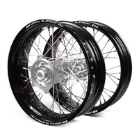 Yamaha Talon / Platinum Supermoto Non Cush" Black Rims / Silver Hubs Wheel Set YZ 125-250 2002-07 / YZF 250 2002-06 / YZF426-450 2002-07 (17*3.50/17*4