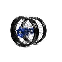 Honda Talon / Platinum Supermoto Non Cush" Black Rims / Blue Hubs Wheel Set CR 125-250 2002-07 / CRF 250 2004-13 / CRF450 2002-12 (17*3.50 / 17*4.25)"