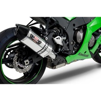 Yoshimura Kawasaki Ninja ZX-10R 2011-15 R-77 Stainless Slip-On Exhaust, w/ SS Muffler / CF Tip